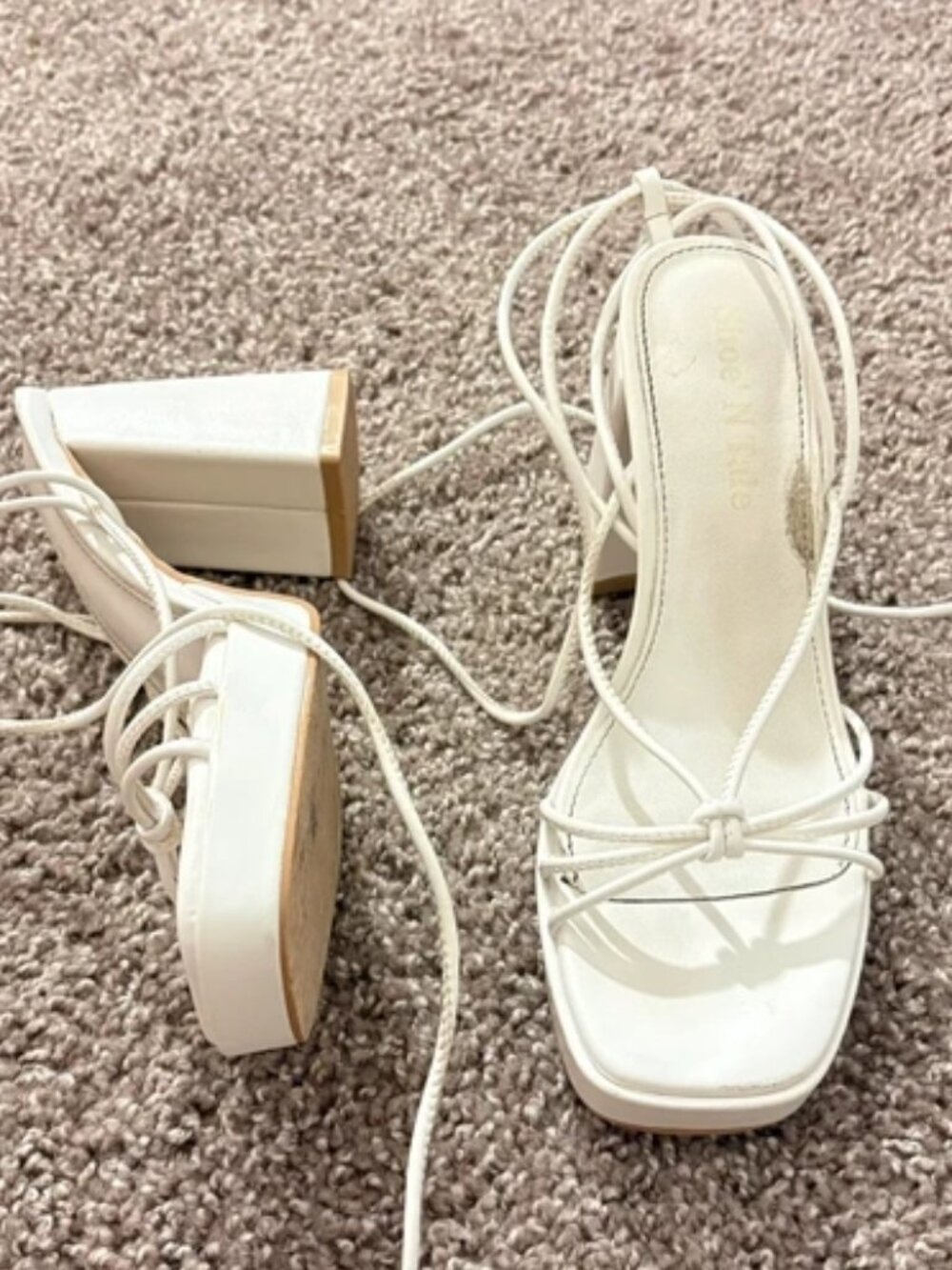white chunky heels